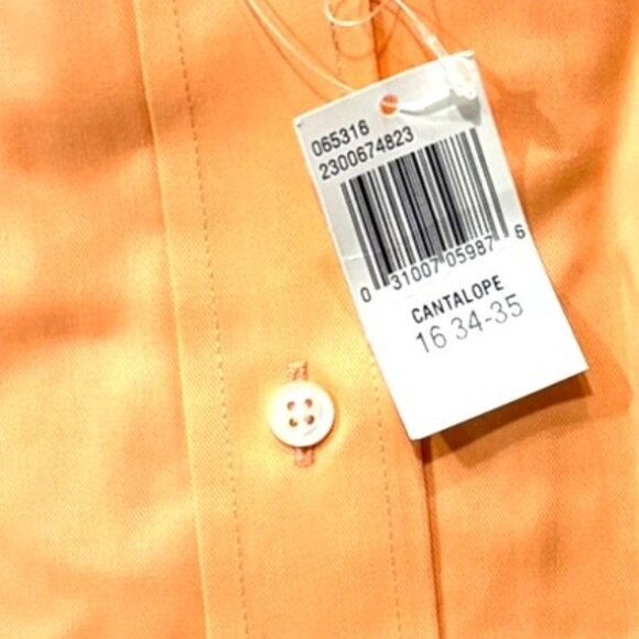Izod Twill Wrinkle Free Button Down Shirt L 16 34/36 Cantalope Long Sleeve NWT - Picture 5 of 6